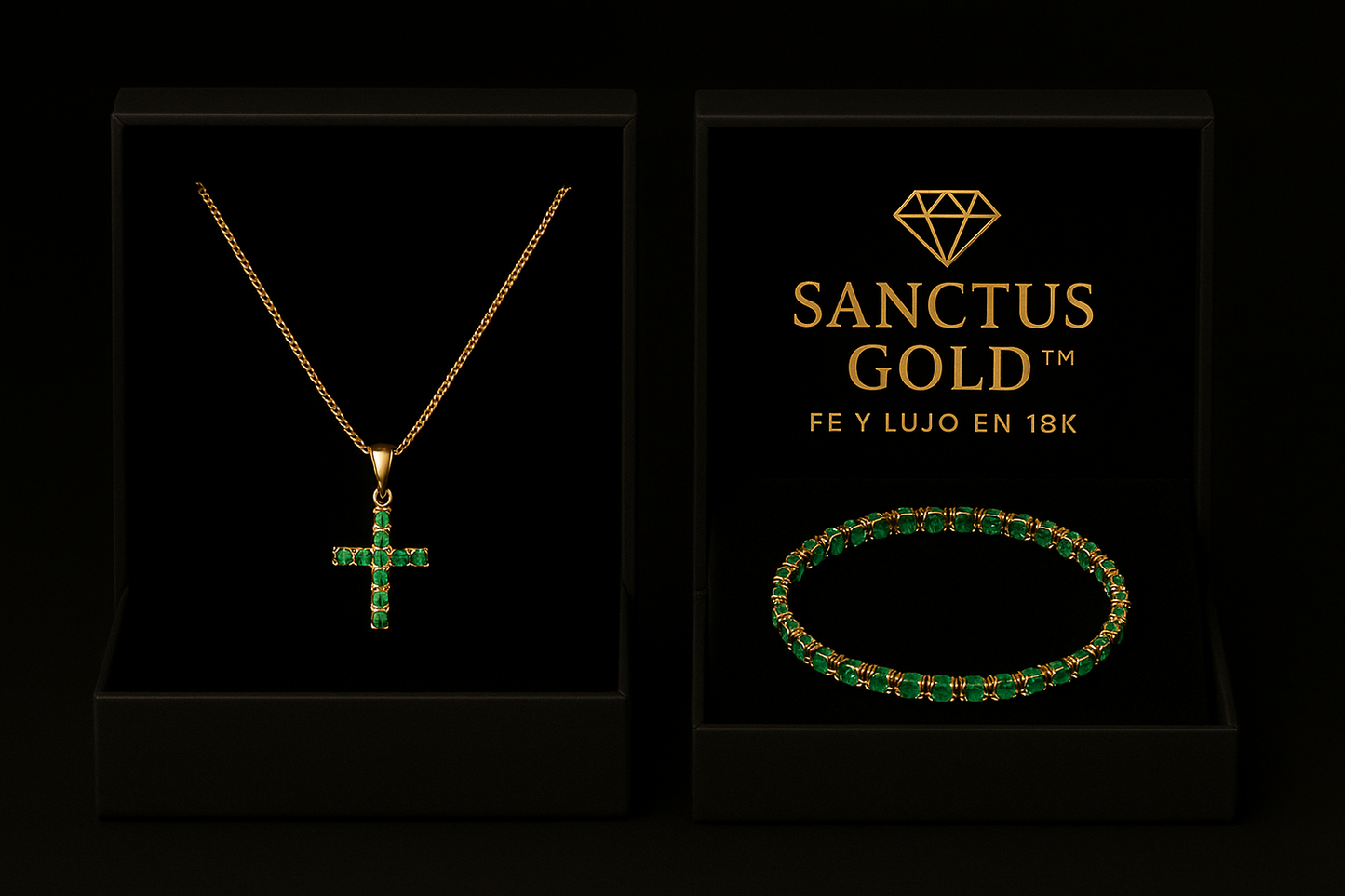 Cruz Y Pulsera Zirconias De Esmeralda - Toque De Vanidad Y Fe 🔥