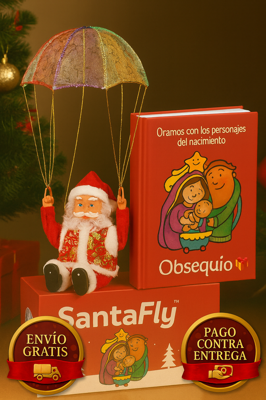 SantaFly™ – El Papá Noel que Desciende con Alegría 🎁 Incluye libro de novenas virtual, villancicos y recetas navideñas totalmente gratis.