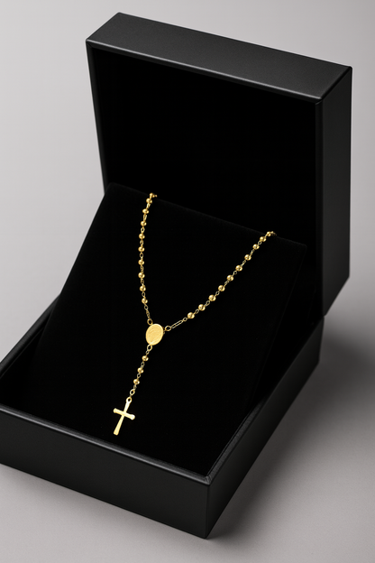 Luz Benedetta™ Camandula bendita en acero bañada en oro 18k italiano + caja de lujo 🔥