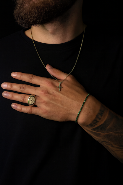 Cruz, Pulsera Y Anillo En Oro 18k Y Zirconias De Esmeralda - Brillo de Espiritualidad y Distinción 💎
