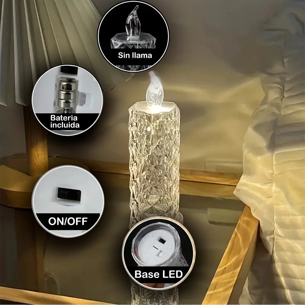 🕯️Crystal Glow™ Combo de 3 Velas Americanas - Navidad segura y brillante (SIN FUEGO)